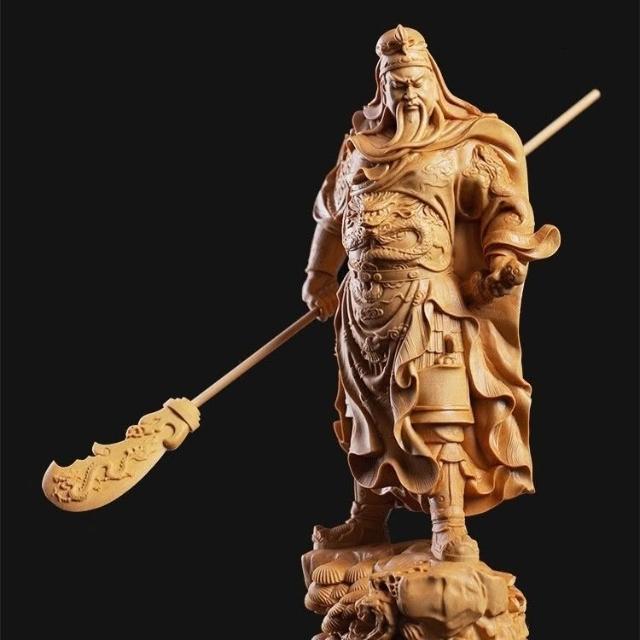 🔥🔥關公武財神像黃楊木雕刻關二爺仿古手工藝品家居客廳裝飾人物擺件