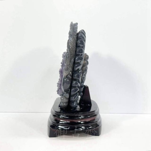 御古齋】天然瑪瑙晶雕紫水晶精雕祥龍戲珠神龍護寶招財納福龍聚財源風水