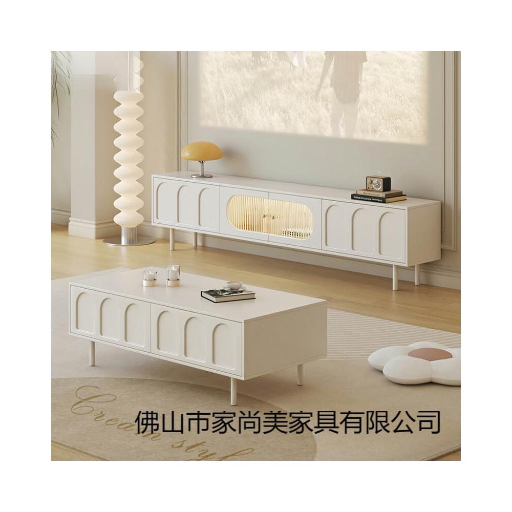 法式奶油風茶幾電視櫃2025新款高端小戶型客廳家用收納儲物櫃地櫃