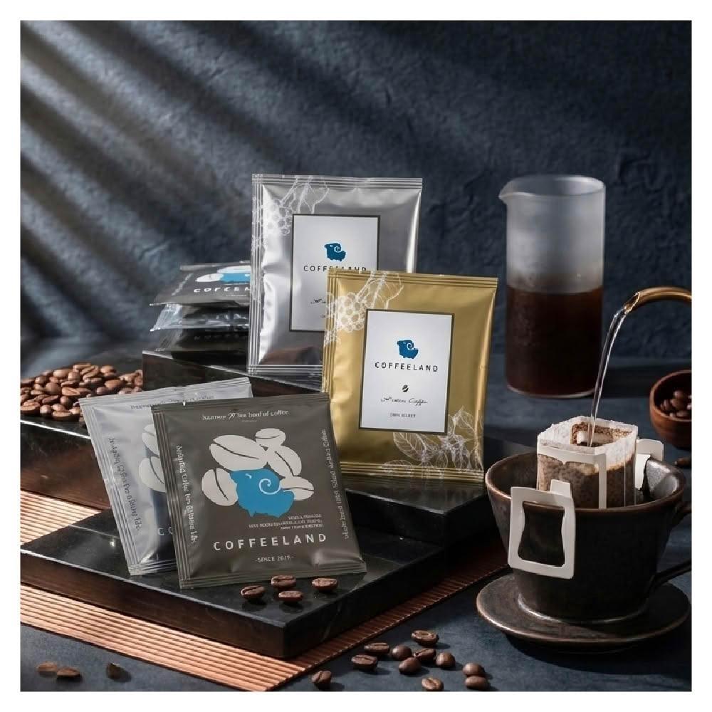 【COFFEELAND 極品莊園咖啡】精選咖啡嚐鮮4入組 | 濾掛咖啡4種口味各1（中深焙 10gx4入/組）