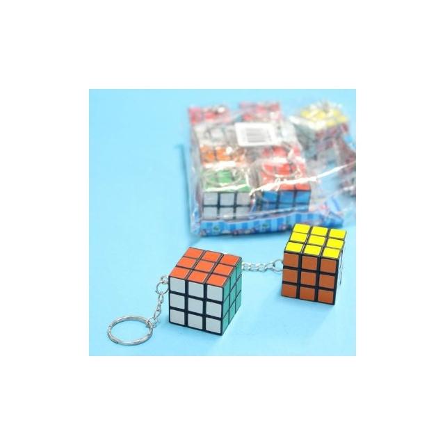 迷你魔術方塊 3x3 小魔術方塊鑰匙圈 3cm /一個入 迷你方塊魔方附鎖圈 魔術方塊鑰匙圈-AA2606