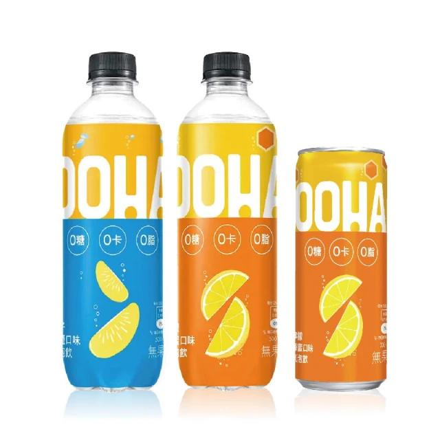 【可口可樂】即期品 OOHA氣泡飲500mlx24/箱 (檸檬蜂蜜/柚子海鹽/水蜜桃烏龍) [免運;效期2026.08.22]