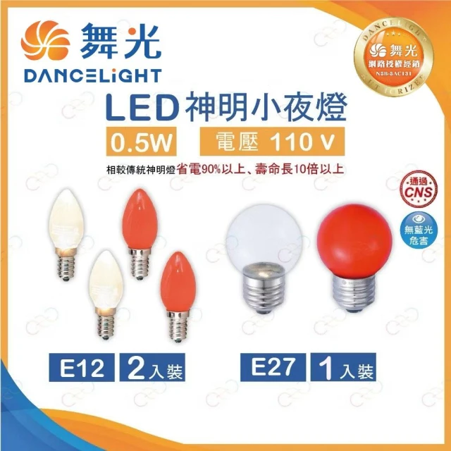 (A Light) 舞光 E27 E12 0.5W LED 神明燈 小夜燈 燈泡 0.5瓦 黃光 紅光 神桌燈