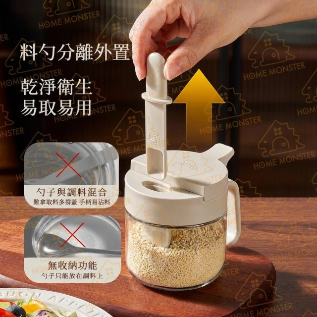 ﹝勺倉分離﹞三色定量調味罐 380ml防潮調味罐 鹽罐 糖罐 胡椒罐 香料罐 乾燥防潮 附匙調味罐 定量鹽罐 防潮調味罐
