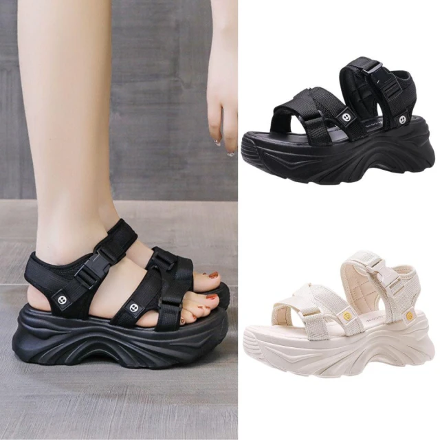 【baibeauty 白鳥麗子】網布 微笑搭扣帶 女鞋 厚底鞋 運動涼鞋