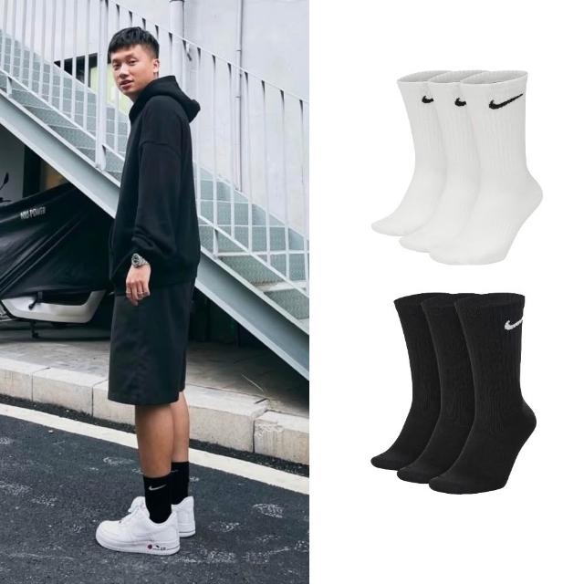 【NIKE 耐吉】Nike襪子 3組共9雙入 白襪 SX7676-100 黑襪 SX7676-010 運動襪 籃球襪 中筒襪 小腿襪 長襪