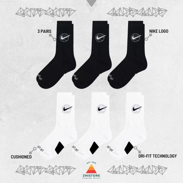 【NIKE 耐吉】Nike Elite【3雙一組】菁英襪 籃球襪 長襪 襪子 白襪 DA2123-010 DA2123-100