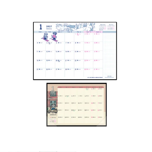 【青青】2027 貓行李 月計畫桌墊 青青  8K A4 防水桌墊 吊掛式月曆 行程表 計畫表