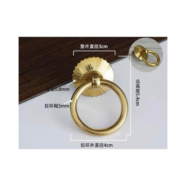 木頭仁] 純銅中式拉環把手仿古家具茶葉罐拉環櫃門純黃銅拉手抽屜單