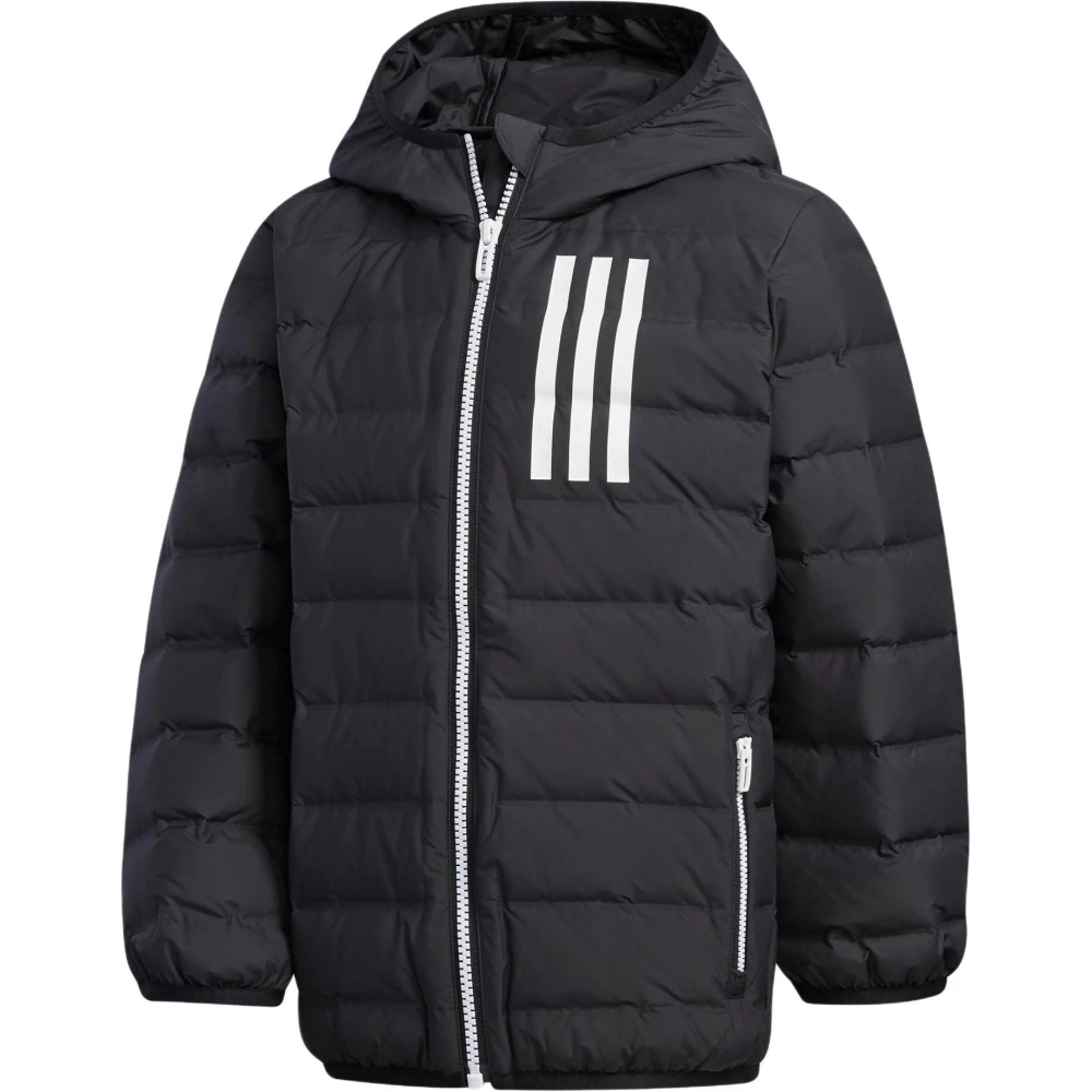 【adidas 愛迪達】EH4142 adidas 時尚舒適保暖連帽保暖羽絨服 黑色 青少年