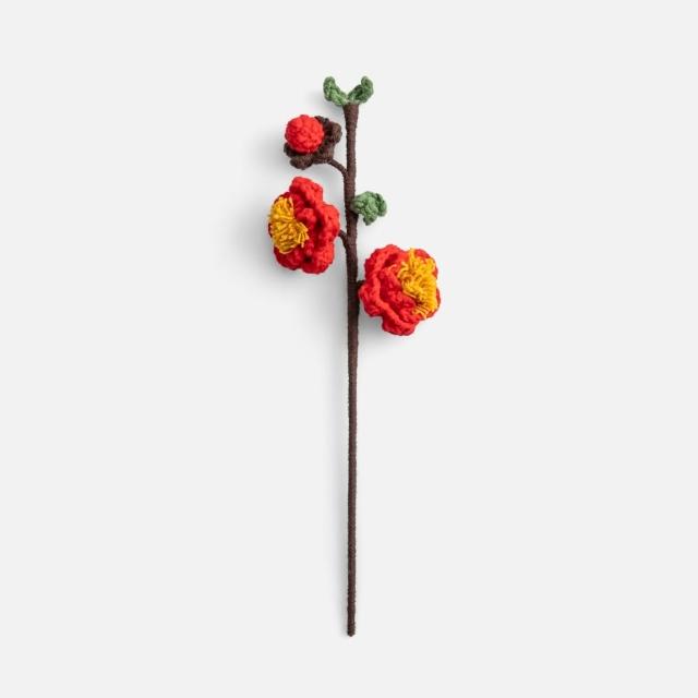 【HOLA】奧可利鉤針毛線小花插山茶花25cm 紅