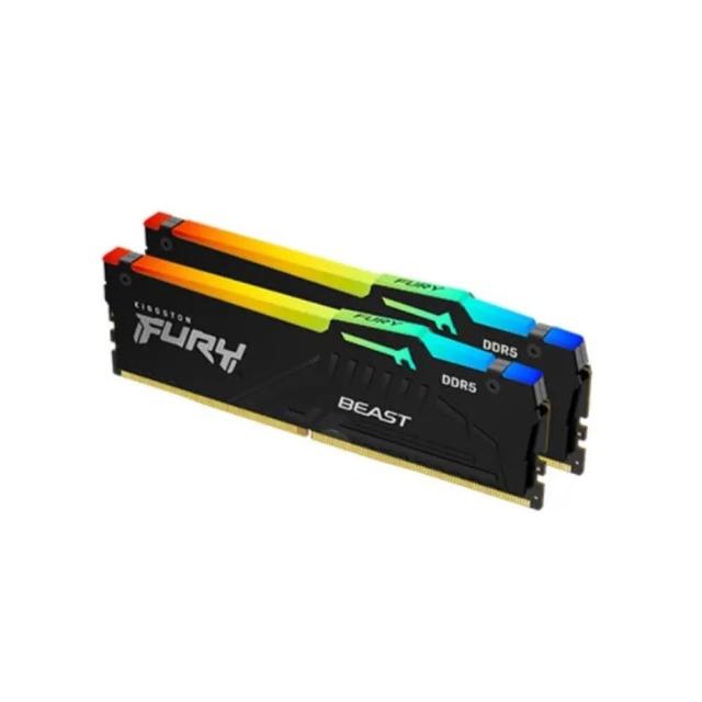 【Kingston 金士頓】FURY Beast RGB 16Gx2 DDR5 6000 黑 CL30 (KF560C30BBEAK2-32)